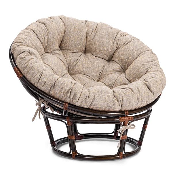Кресло Папасан/Papasan (23/01 W) /с подушкой и ремешками/Antique brown (античный черно-коричневый) - Вид 1