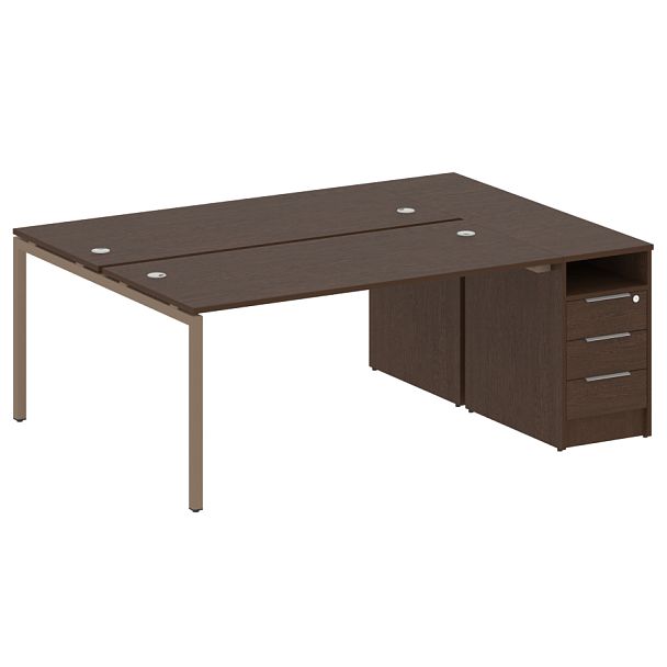 Metal System Quattro Р. ст. с тумбой на П-образном м/к 40БП.РС-СТП-2.4 Венге/Мокко металл 2012*1475*750 - Вид 1