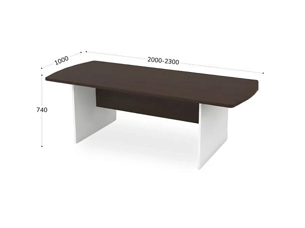 БЕРЛИН / BERLIN Конференц-стол симметричный 2300х1000х740 Венге/Белый - Вид 2