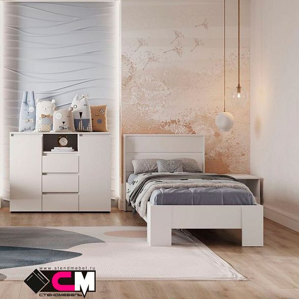 Хелен КР 01 Кровать 0.9х2.0 (0,970х0,928х2,114) белый/белый - Вид 3