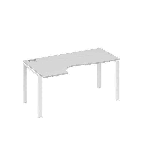 Стол эргономичный левый "Классика" на металлокаркасе UNO A4 А4 Б1 045 БП серый / металлокаркас белый - Вид 1