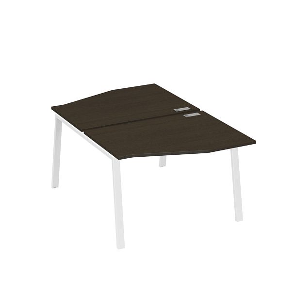 Рабочая станция со столами Техно на металлокаркасе TRE (2х120) A4 А4 Б3 189  БП венге / металлокаркас белый - Вид 1