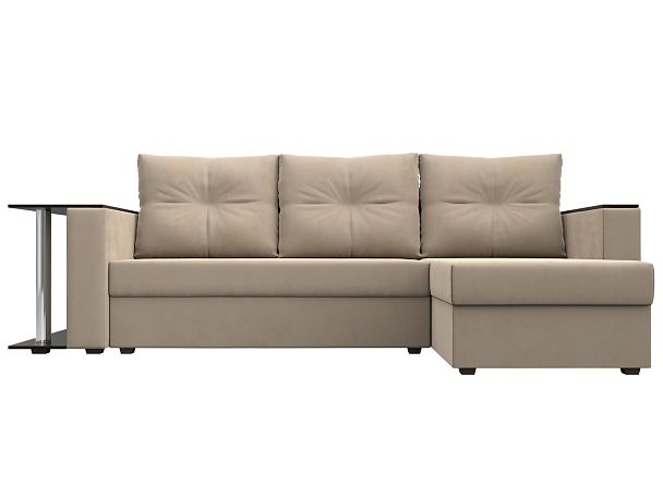 Угловой диван Атланта Лайт правый (полностью велюр бежевый) - Вид 2