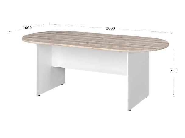 TANDEM RTD009-200-MA Конференц-стол овальный ун-й 2000х1000х750 Дуб Маувелла/Белый - Вид 2