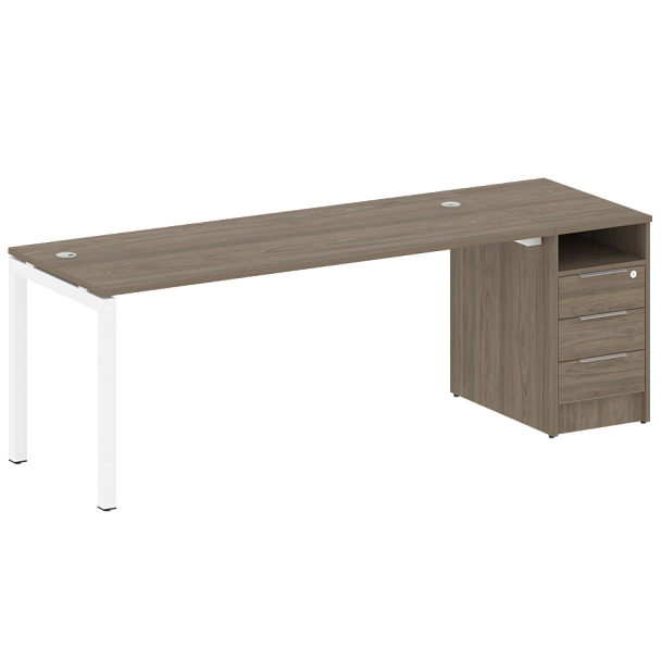 Metal System Quattro Р. ст. с тумбой на П-образном м/к 50БП.РС-СТП-1.5 Вяз/Белый металл 2212*720*750 - Вид 1