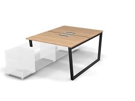 MATRIX 121В300-V Стол прямой, опора на тумбу, Merida (V-опоры) 1180х1590х775 Швейц-й вяз/Темно-серый - Фото предпросмотра