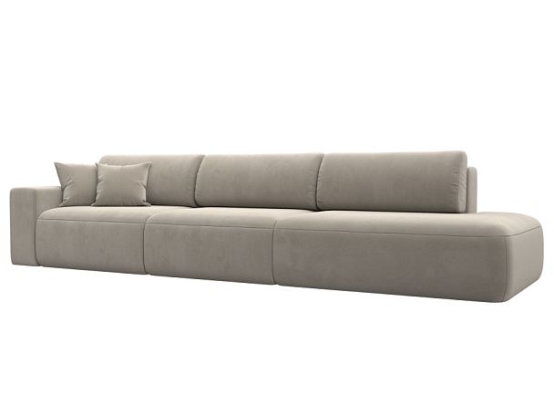 Диван прямой Лига-036 Модерн Лонг подлокотник слева Микровельвет бежевый - Вид 1