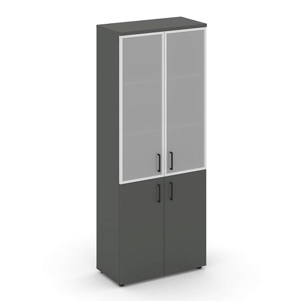 Стайл Проджект Шкаф высокий широкий SN.STS.E-103 Антрацит/Сатин/Черный Ручки 796*400*1982 - Вид 1