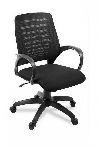 Кресло оператора НЕО спинка сетка синяя, сидение ткань черная, крестовина пластик,  механизм ТОП-ГАН "Компьютерные кресла" ТК-002985001095 черный - Вид 1