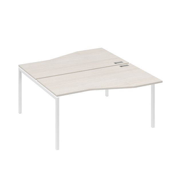 Станция со столами Техно эргономичными (2х160) каркас DUE A4 А4 Б2 191 БП дуб / металлокаркас белый - Вид 1