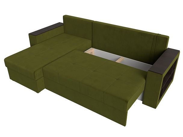 Диван угловой Дубай Лайт угол левый (полностью микровельвет зеленый) - Вид 8
