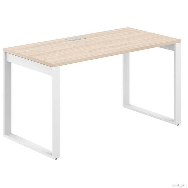 Стол Allegro 1400х700х750  / профиль О-образный: 70х20 белый; лючок: серебро; столешница: акация равелло - Вид 1