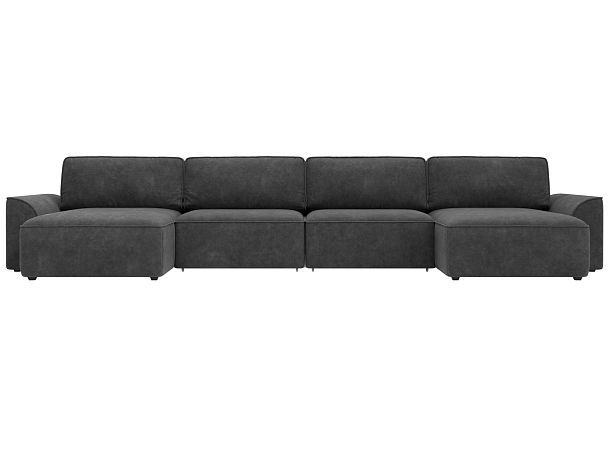 Диван п-образный Лига-048 НПБ лонг Велюр серый - Вид 2