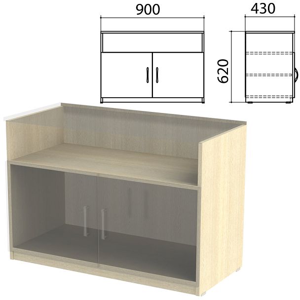 Каркас тумбы для оргтехники "Канц" 900х430х677 мм, цвет дуб молочный, ТК28.15.2 - Вид 1
