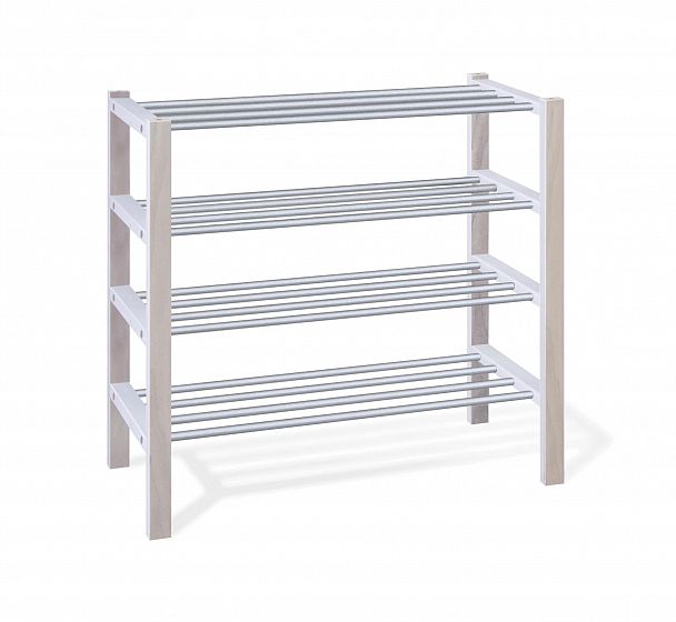 Полка для обуви Sheffilton Альберо SHT-SR9 беленый/алюм.металлик - Вид 7