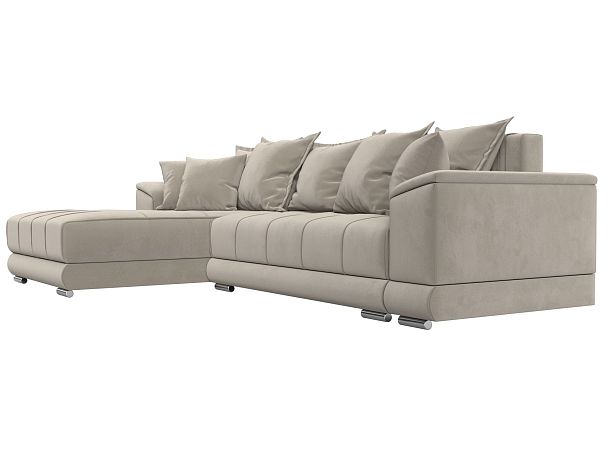 Угловой диван НордСтар левый угол Микровельвет бежевый - Вид 4