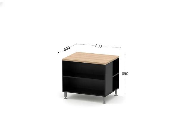 БЕРЛИН / BERLIN Тумба для копира на цокольных опорах 800х600х690 Акация/Черный - Вид 2