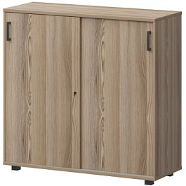Стеллаж с раздвижными дверями НТ-412.Ч Дуб сафари 1200x442x1283 Аргентум - Фото предпросмотра