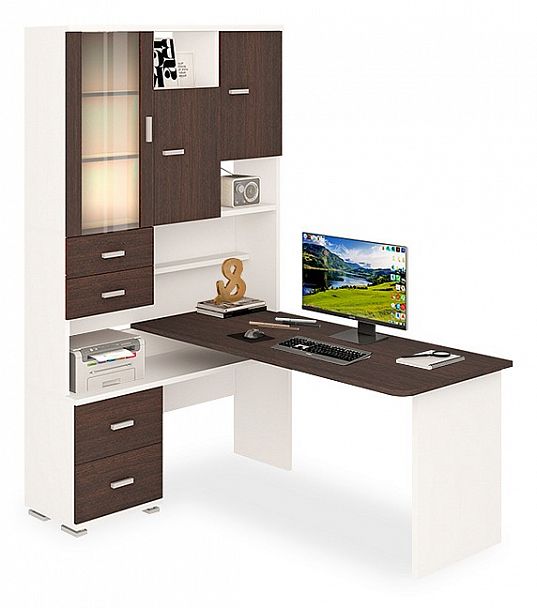 Стол компьютерный Домино СР-620/160 Белый/Венге левый - Вид 1