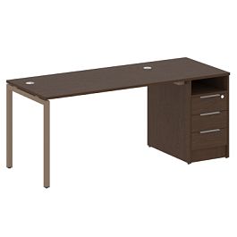 Metal System Quattro Р. ст. с тумбой на П-образном м/к 40БП.РС-СТП-1.3 Венге/Мокко металл 1812*720*750 - Фото предпросмотра