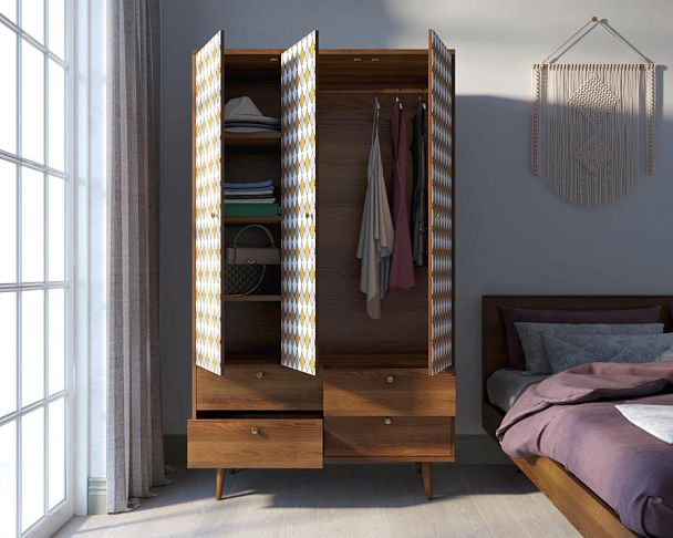 Шкаф трехстворчатый Berber принт 22 арт BB02/Print_22 - Вид 2