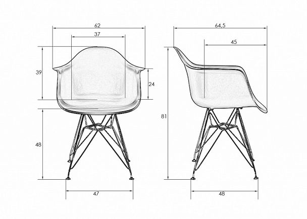 Стул обеденный DOBRIN DAW CHROME (ножки хром, цвет сиденья чёрный) - Вид 7