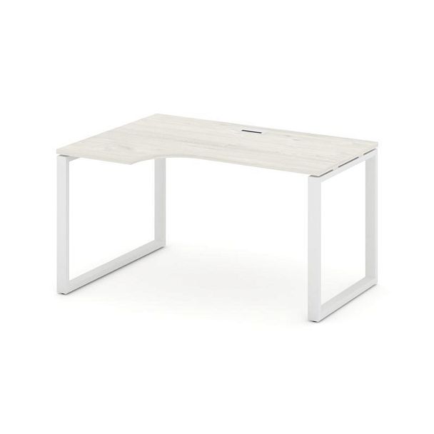 Стайл Проджект Стол рабочий эргоном. SN-6O.SPA-011(L) Дуб Наварра/Металл Белый 1380*700/980*750 - Вид 1