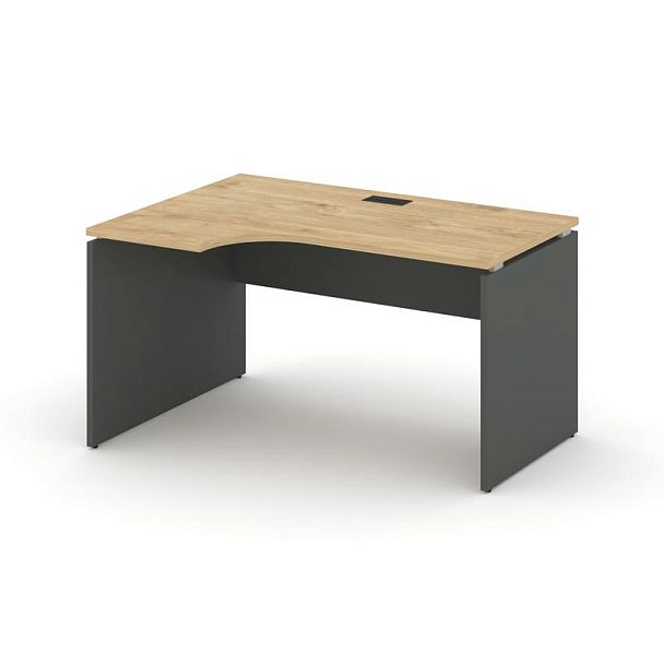 Стайл Проджект Стол рабочий эргоном. SN-D.SPA-022(L) Тиквуд Светлый/Антрацит NEW/Черная Заглушка 158 - Вид 1