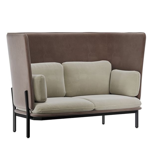 Stato Диван двухместный  с высокой спинкой STA-02 Velutto 07/Velutto 36/Металл Черный 1820*900*1200 - Вид 1