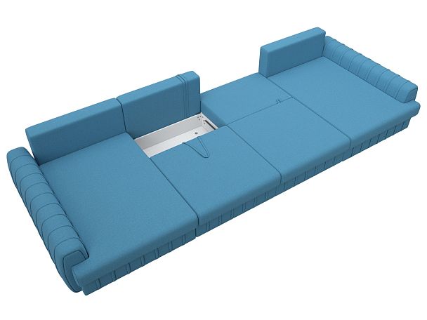 Диван П-образный Лига-057 НПБ Лонг Рогожка голубой - Вид 8