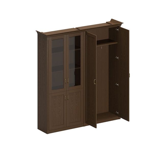 Шкаф комбинированный высокий (для одежды широкий + для документов со стеклянными дверями) Perseo ПС 372 ДМ дуб мелвилл - Вид 1