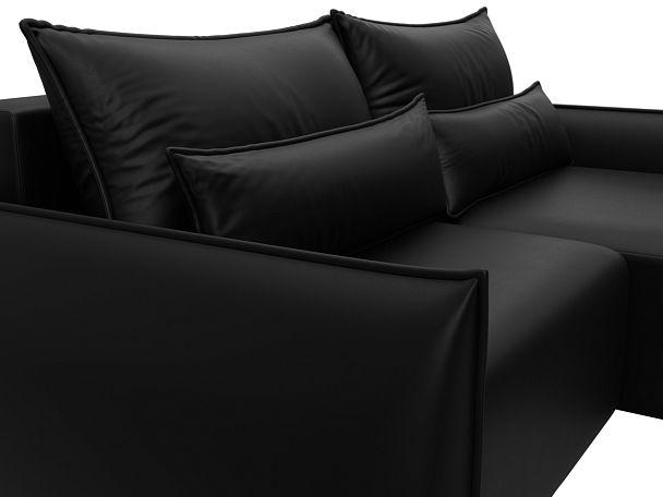 Диван угловой Лига-051 НПБ угол универсальный Экокожа черный - Вид 4