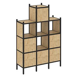 Loft Прямой стеллаж наборный VR.L-18 Тиквуд светлый/Чёрный металл 1278*446*1869 - Фото предпросмотра