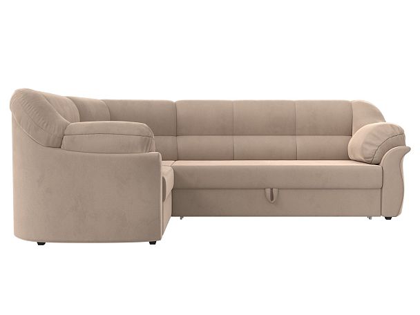 Диван угловой Карнелла левый (полностью велюр бежевый) - Вид 2
