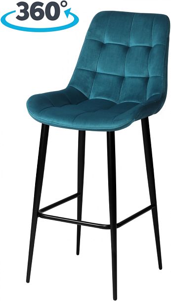 Комплект барных поворотных стульев Эйден, Confetti izumrud/черный, 2 шт. - Вид 1