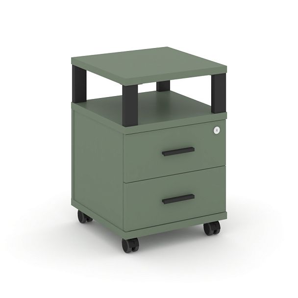 Concept Тумба мобильная 2 ящ. с надставкой CN.TUM-002 B Кобо/Металл Черный 420*420*615 - Вид 1