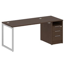 Metal System Quattro Р. ст. с тумбой на О-образном м/к 40БО.РС-СТП-1.3 Венге/Серый металл 1812*720*750 - Фото предпросмотра