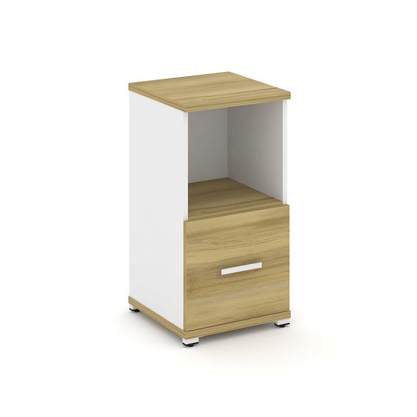 Concept Шкаф 1 узкая секция, 2 ниши CN.STU-211 W Дуб Винченцо/Белый Бриллиант/Металл Белый 420*420*818 - Вид 1