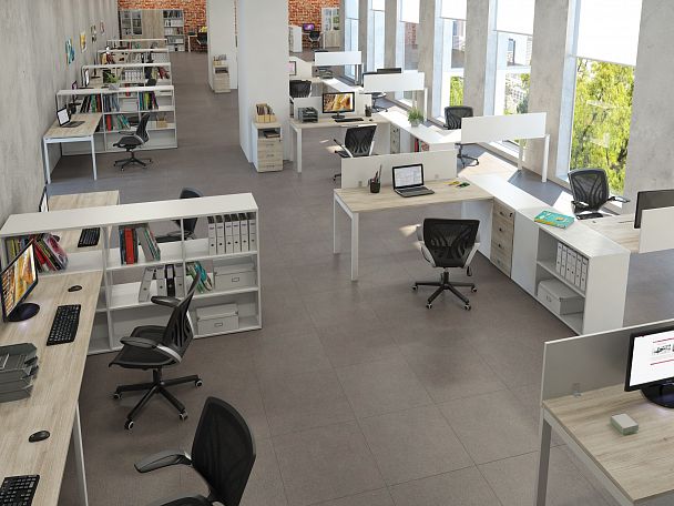 Экран для рабочих станций фронтальный Tess Metal 160x1,8x44 белый - Вид 8