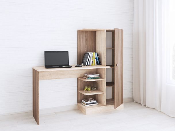 Стол компьютерный Квартет-6 (1350х1450х500) ясень шимо/дуб сонома - Вид 1