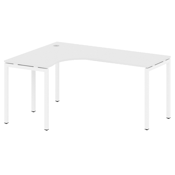Metal System Quattro Стол криволинейный левый на П-образном м/к 40БП.СА-4 (L) Белый/Белый металл 1600*1200*750 - Вид 1