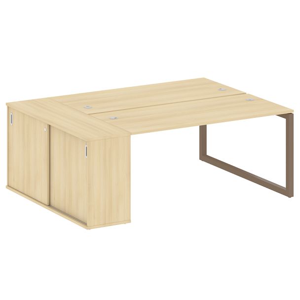 Metal System Quattro Р. ст. с шкафом-купе на О-образном м/к 50БО.РС-СШК-1.4 Т Акация/Мокко металл 2010*1475*750 - Вид 1