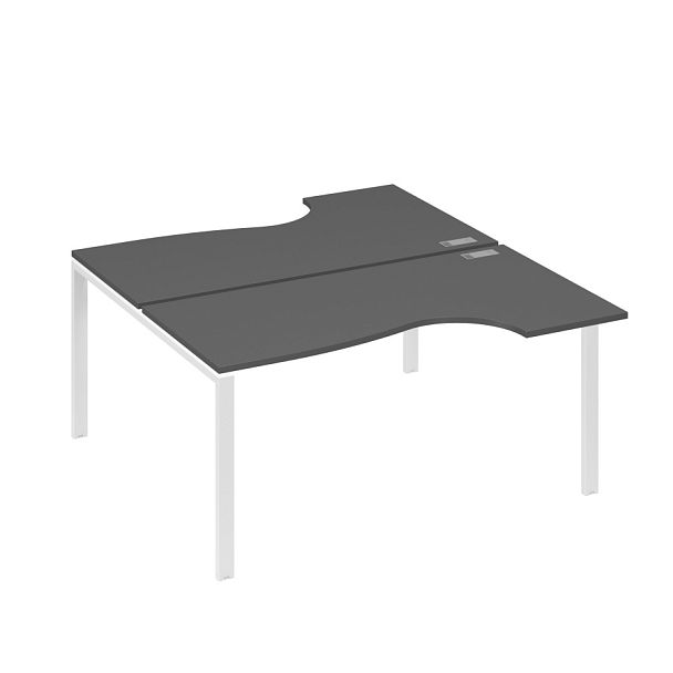 Станция на каркасе UNO (2х160) столы Классика A4 А4 Б1 185 БП антрацит премиум / металлокаркас белый - Вид 1