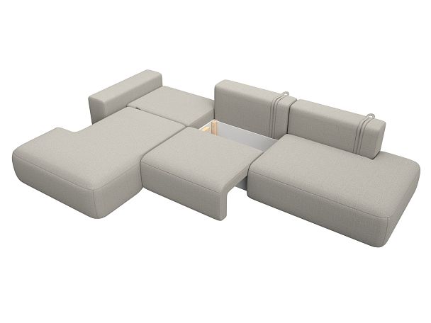 Диван угловой Лига-036 НПБ Модерн Лонг левый угол Рогожка бежевый - Вид 8