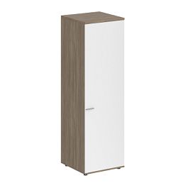 Гардероб Sigma 600х600х1955, з.ст HDF, правый / корпус: дуб темный; фасад: белый - Фото предпросмотра