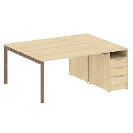 Metal System Quattro Р. ст. с тумбой на П-образном м/к 50БП.РС-СТП-2.3 Акация/Мокко металл 1812*1475*750 - Фото предпросмотра