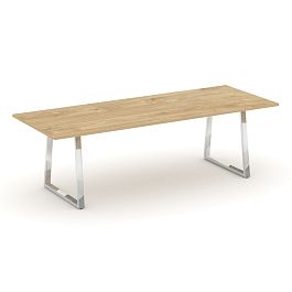 Style Project Direct Lux Стол переговорный M-SN-6T1.SPRG-258.3 Тиквуд Светлый/Нержавеющая Сталь/Хром 2580*980*25 - Фото предпросмотра