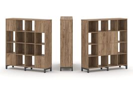 Стайл Проджект Набор стеллажа 2-х сторон., 4 яр. SN.NSD-441 Дуб Табак/Металл Антрацит 1488*400*1615 - Фото предпросмотра