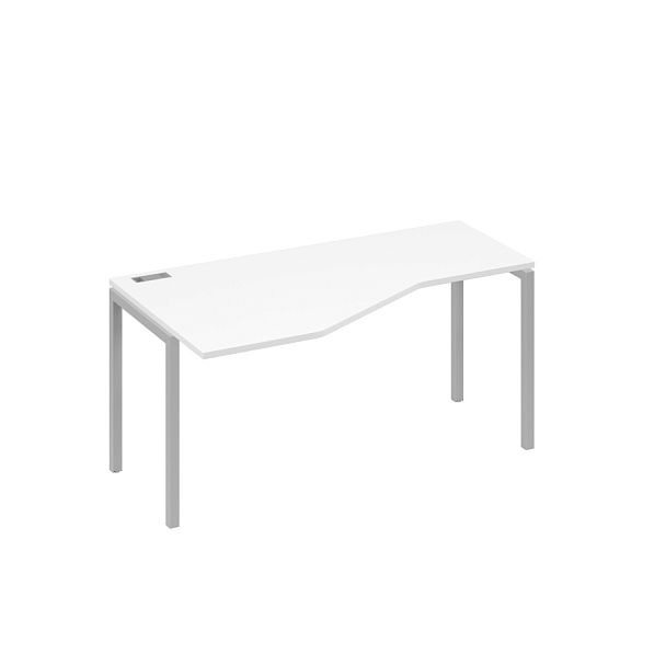 Стол эргономичный левый "Техно"на металлокаркасе DUE A4 А4 Б2 055 БП белый премиум / металлокаркас серый - Вид 1