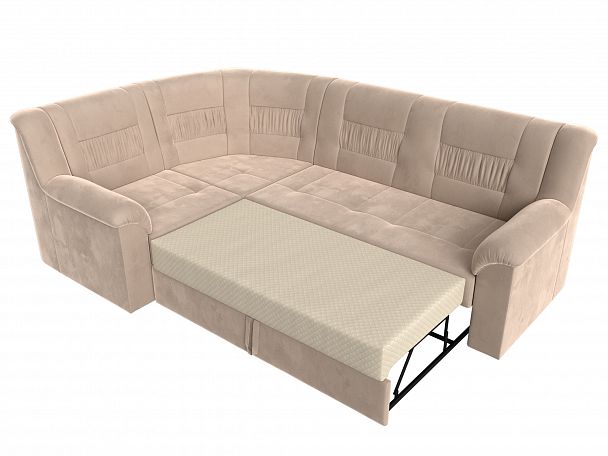 Угловой диван Карелия левый угол (полностью велюр бежевый) - Вид 6